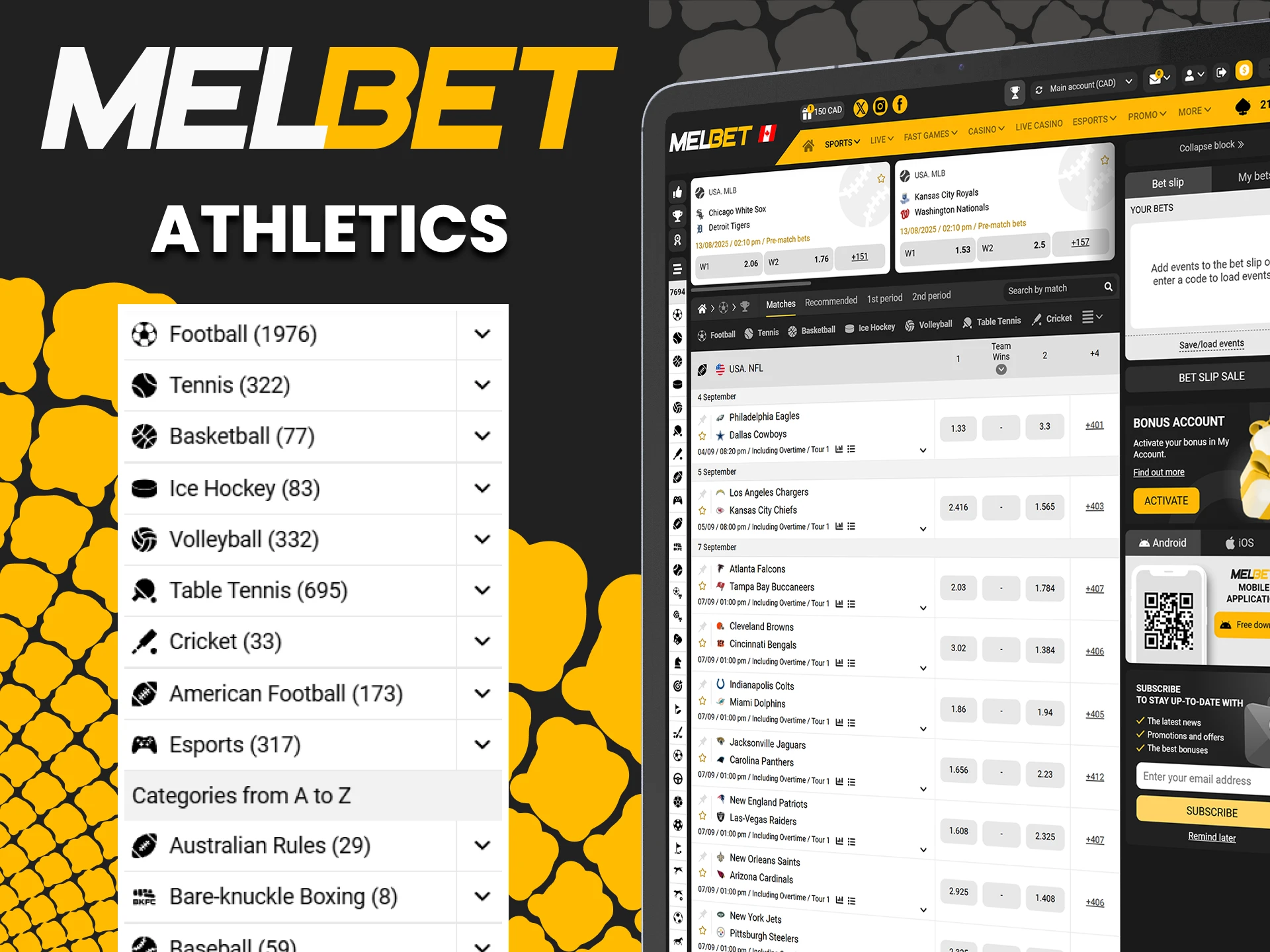There are a lot of sports on the Melbet website.