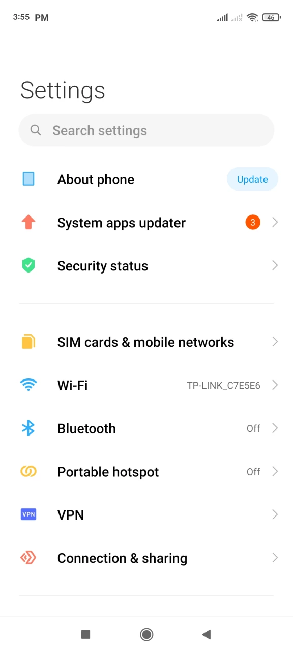 Open your phone settings to install the Melbet app on Android.