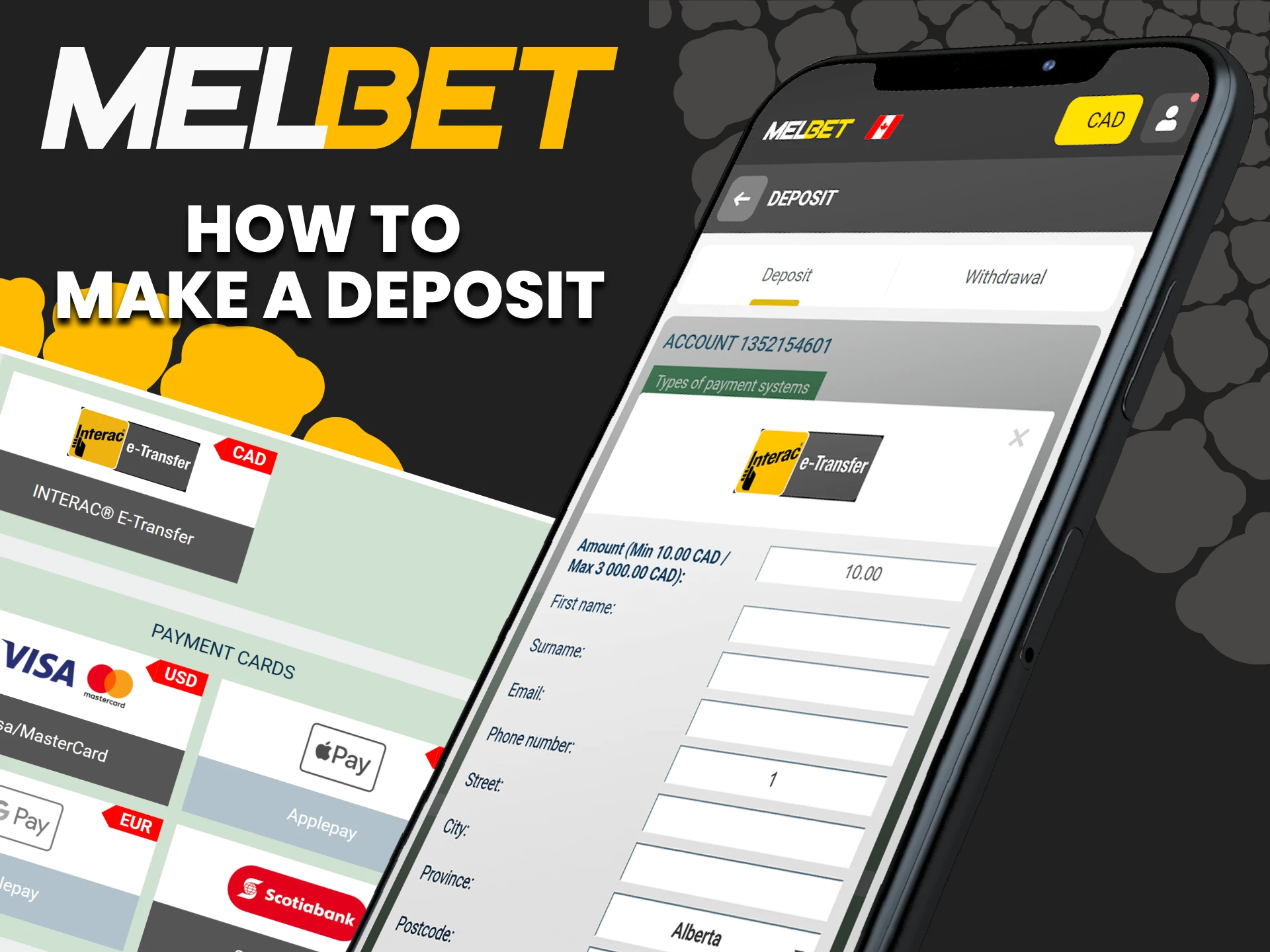 Top up your funds in a convenient way in the Melbet application.