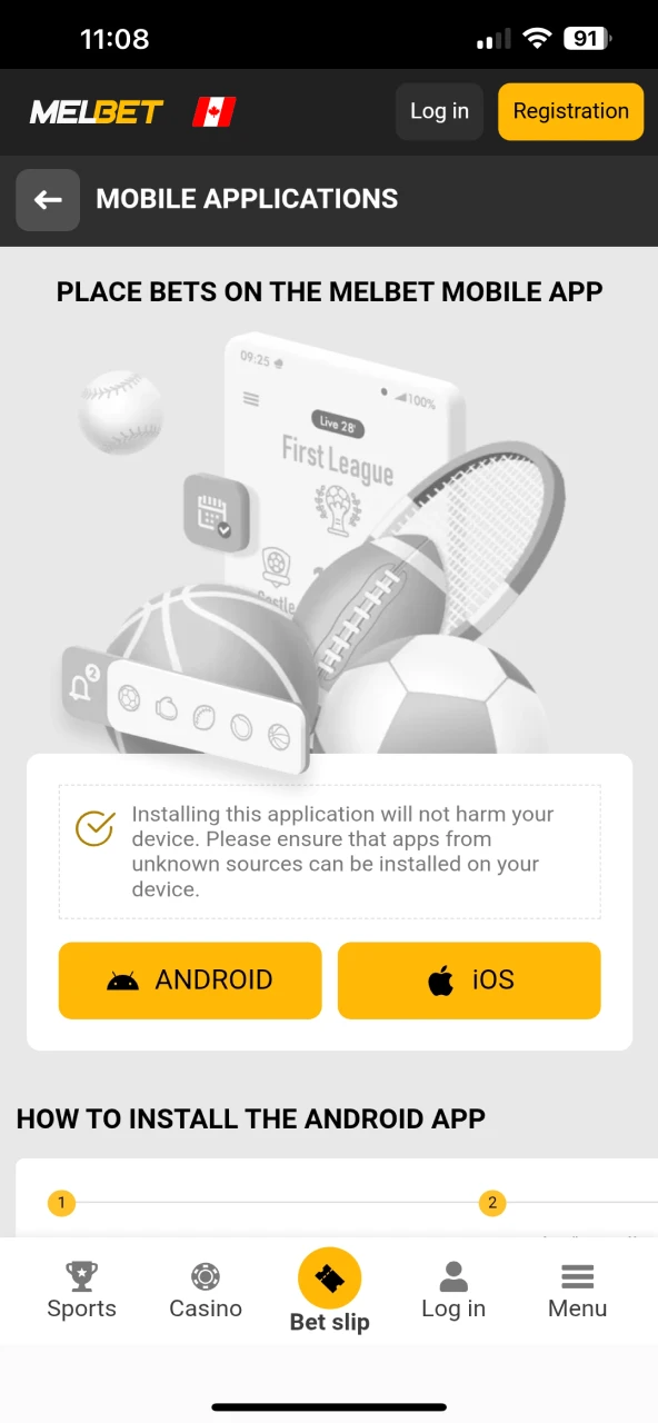 Download the Melbet app on iOS.