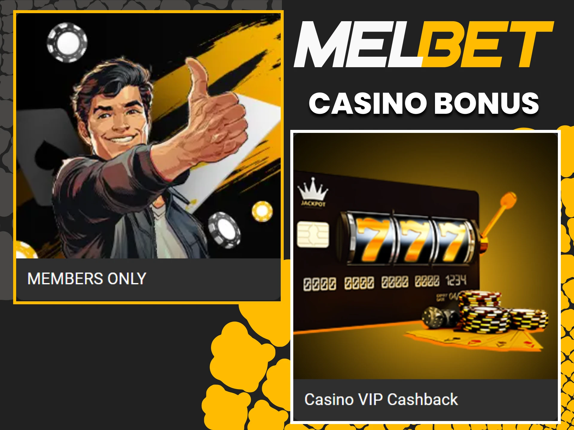 Melbet has special bonuses for casino players.