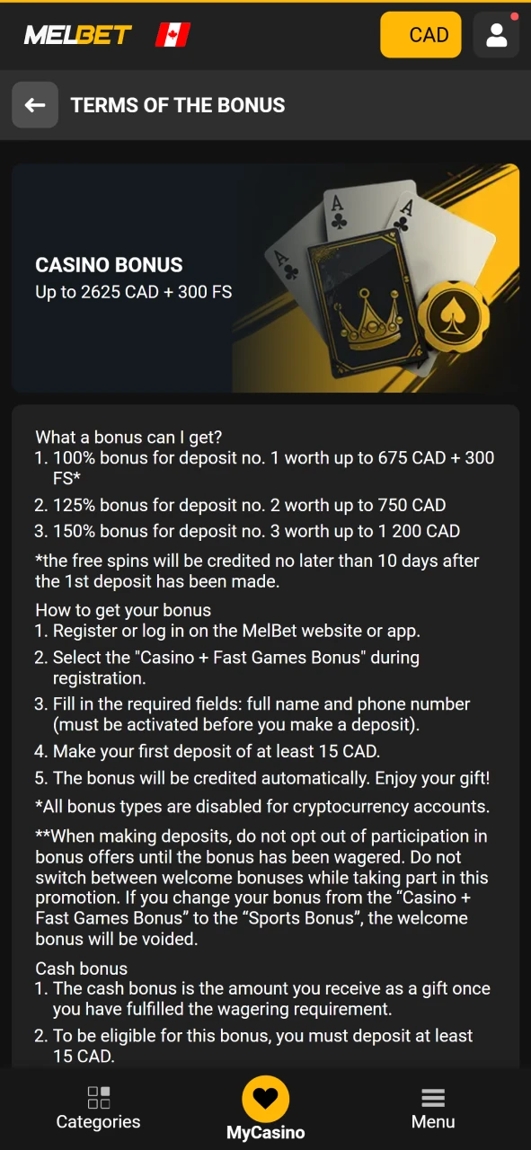 Choose one of the bonuses from Melbet.
