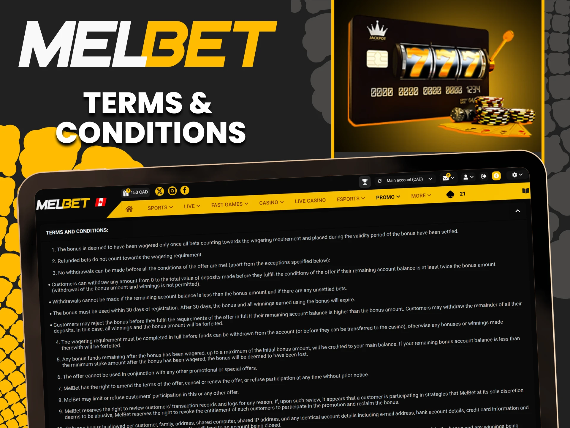 Study the terms and conditions of bonuses on the Melbet website.