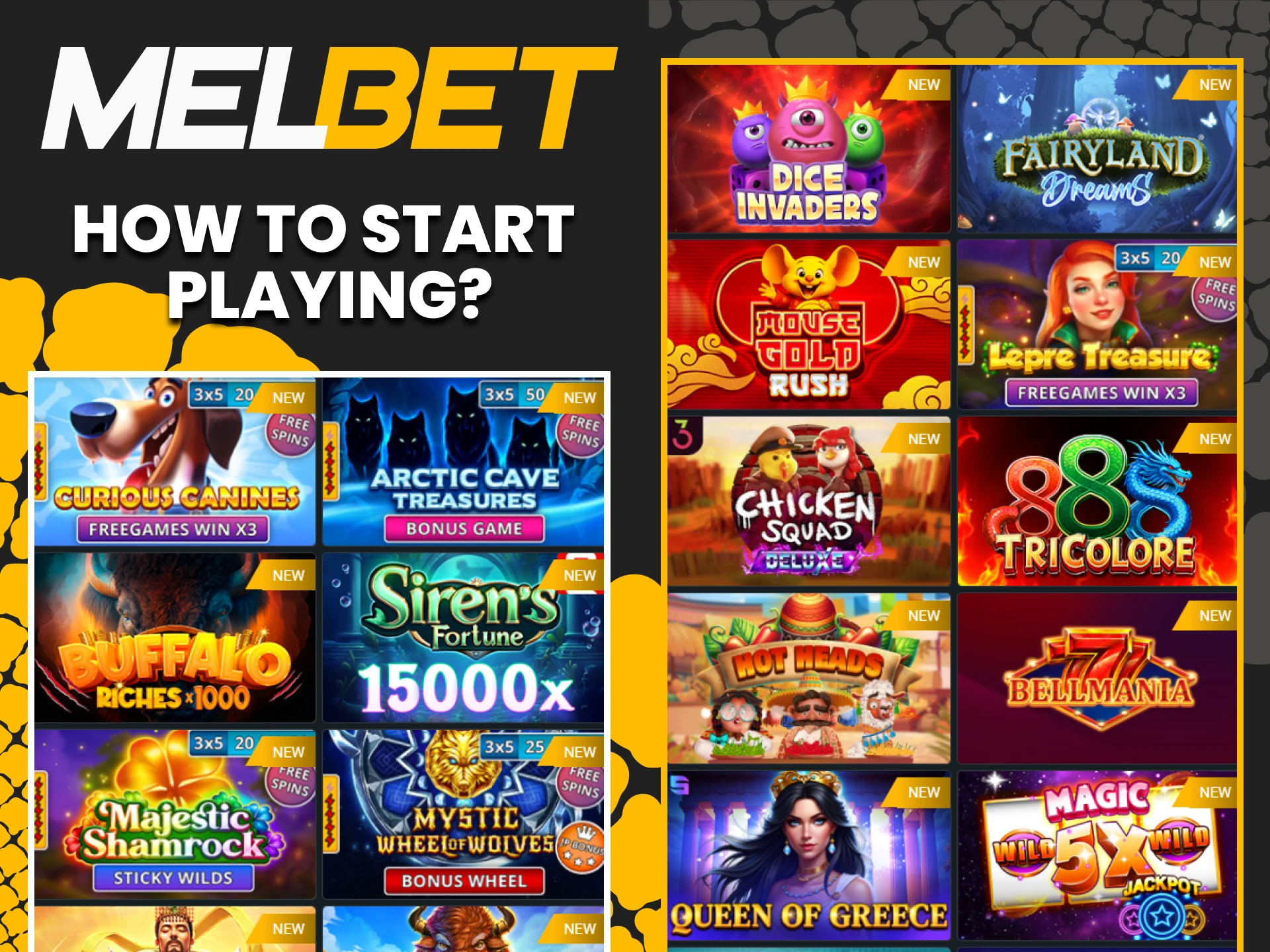 Visit the casino section to play on Melbet.