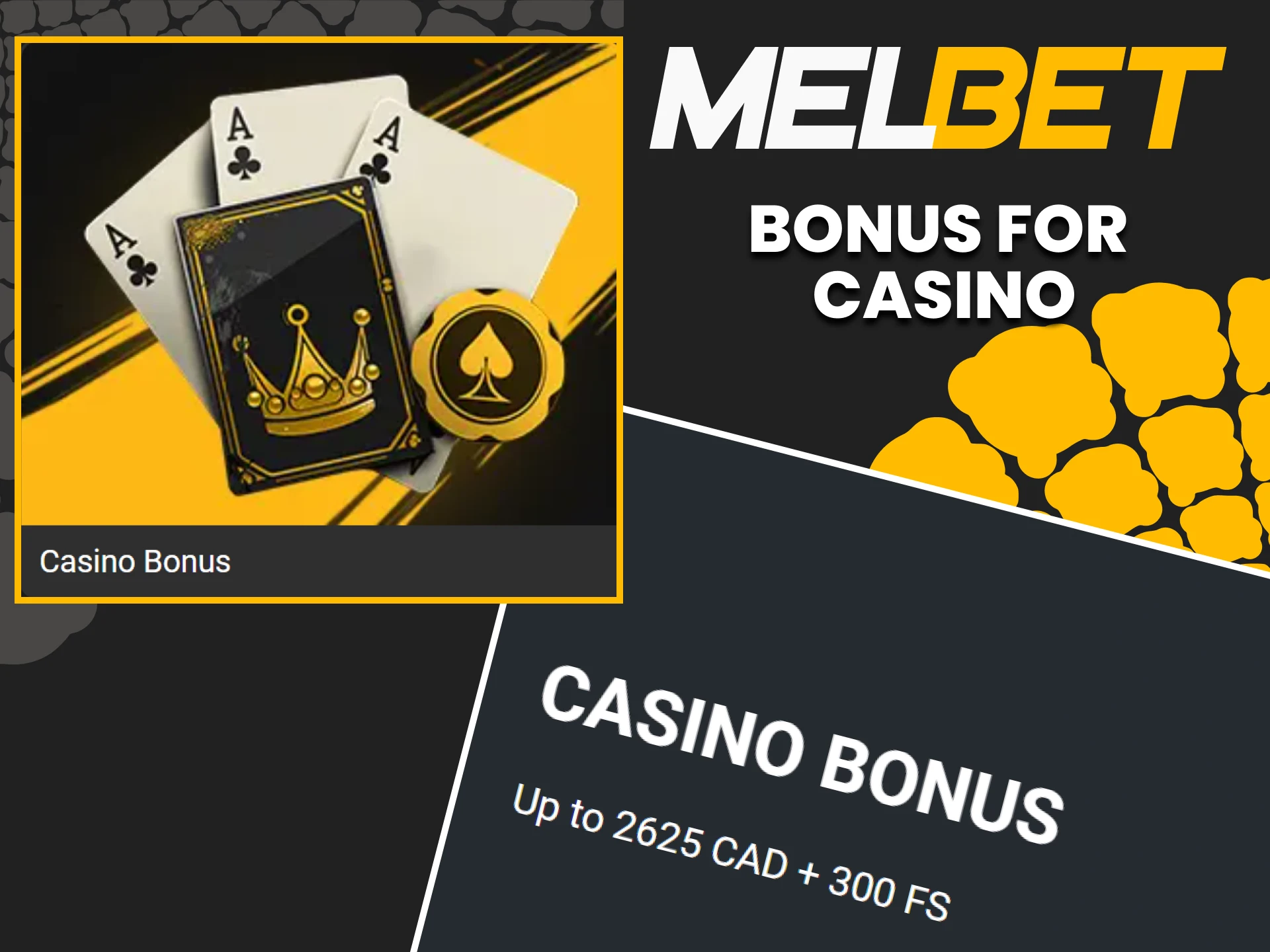 By replenishing your deposit, Melbet gives bonuses for casino.