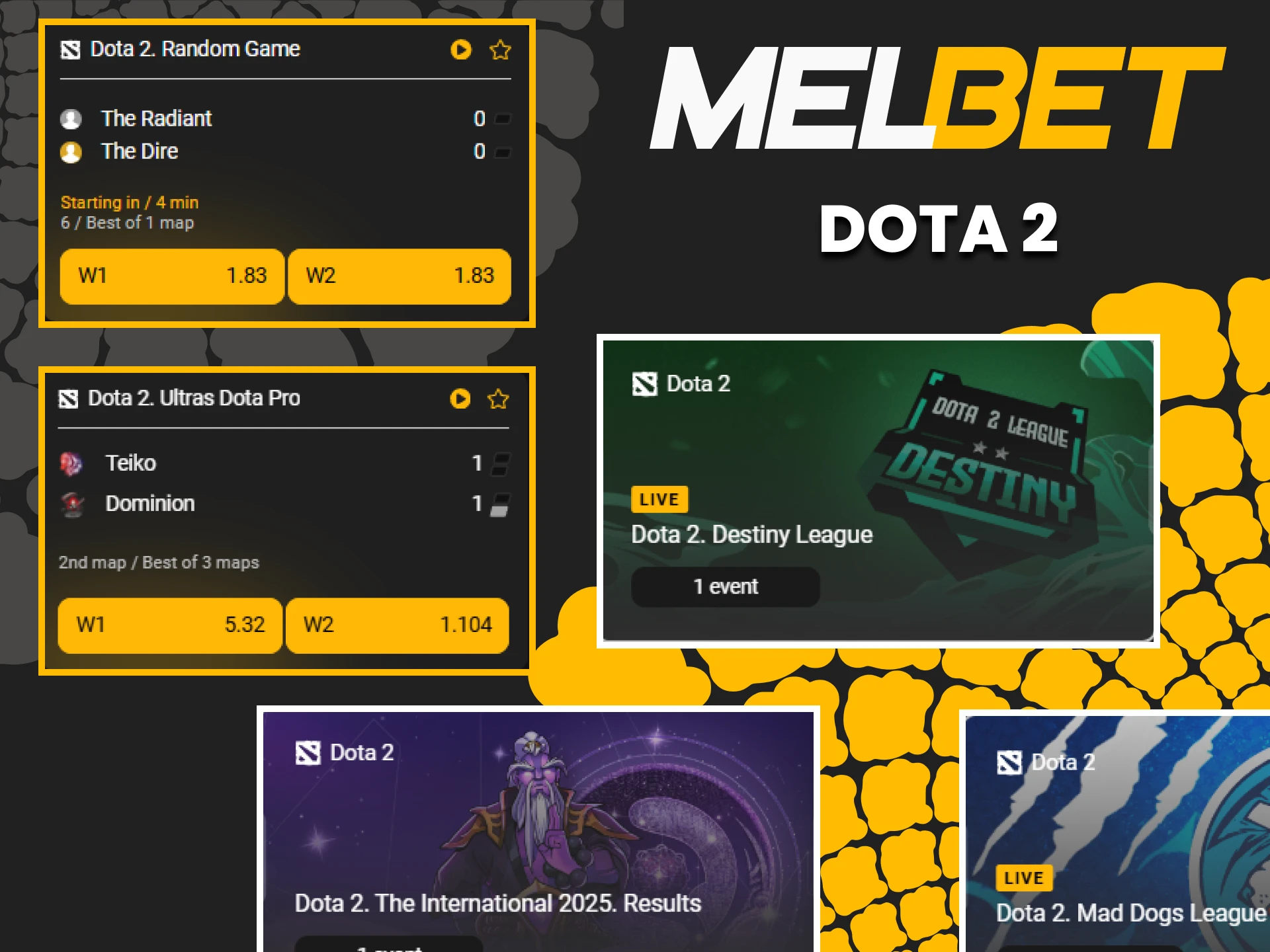 Dota 2 is the best choice for betting on the Melbet website esports.
