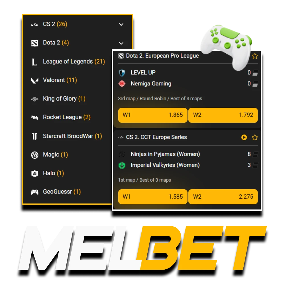For betting on Melbet we recommend choosing the esports section.