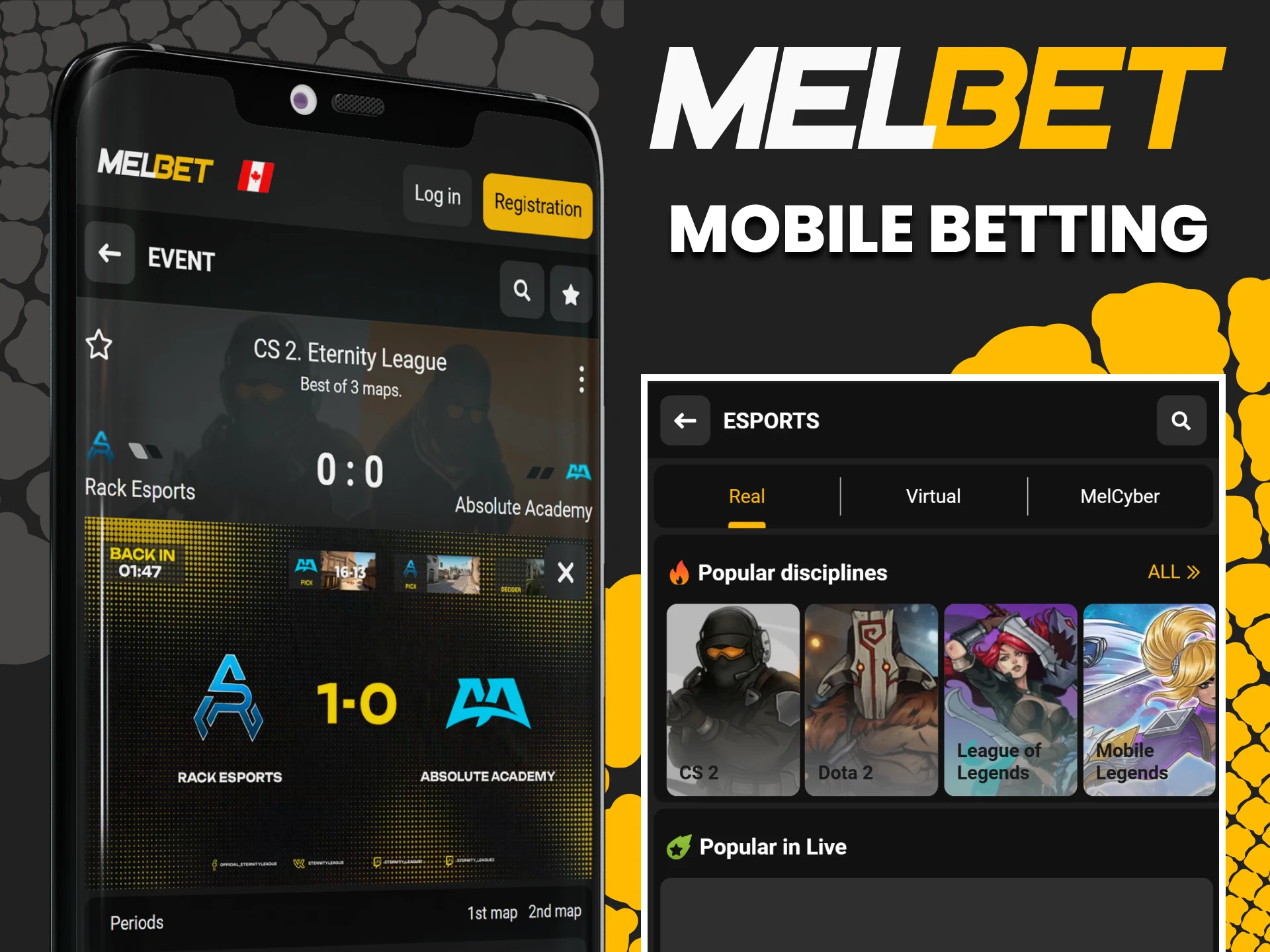 Place a bet on esport in the Melbet app.