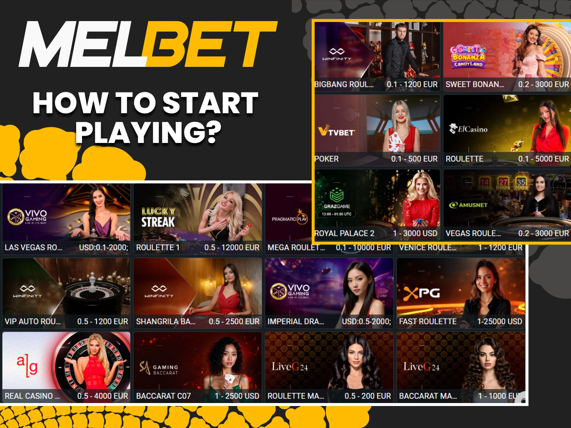 Go to the Melbet live casino section to play.