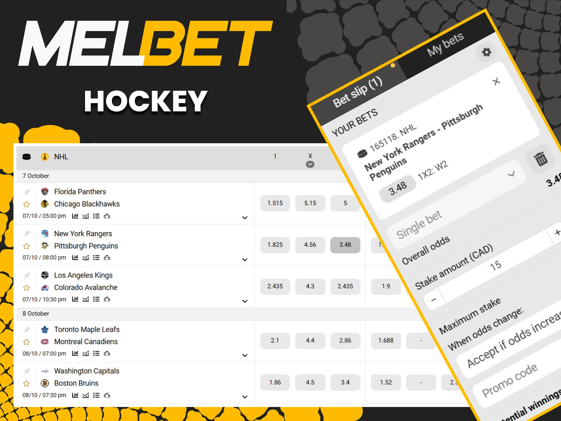 Hockey is ideal for sports betting from Melbet.