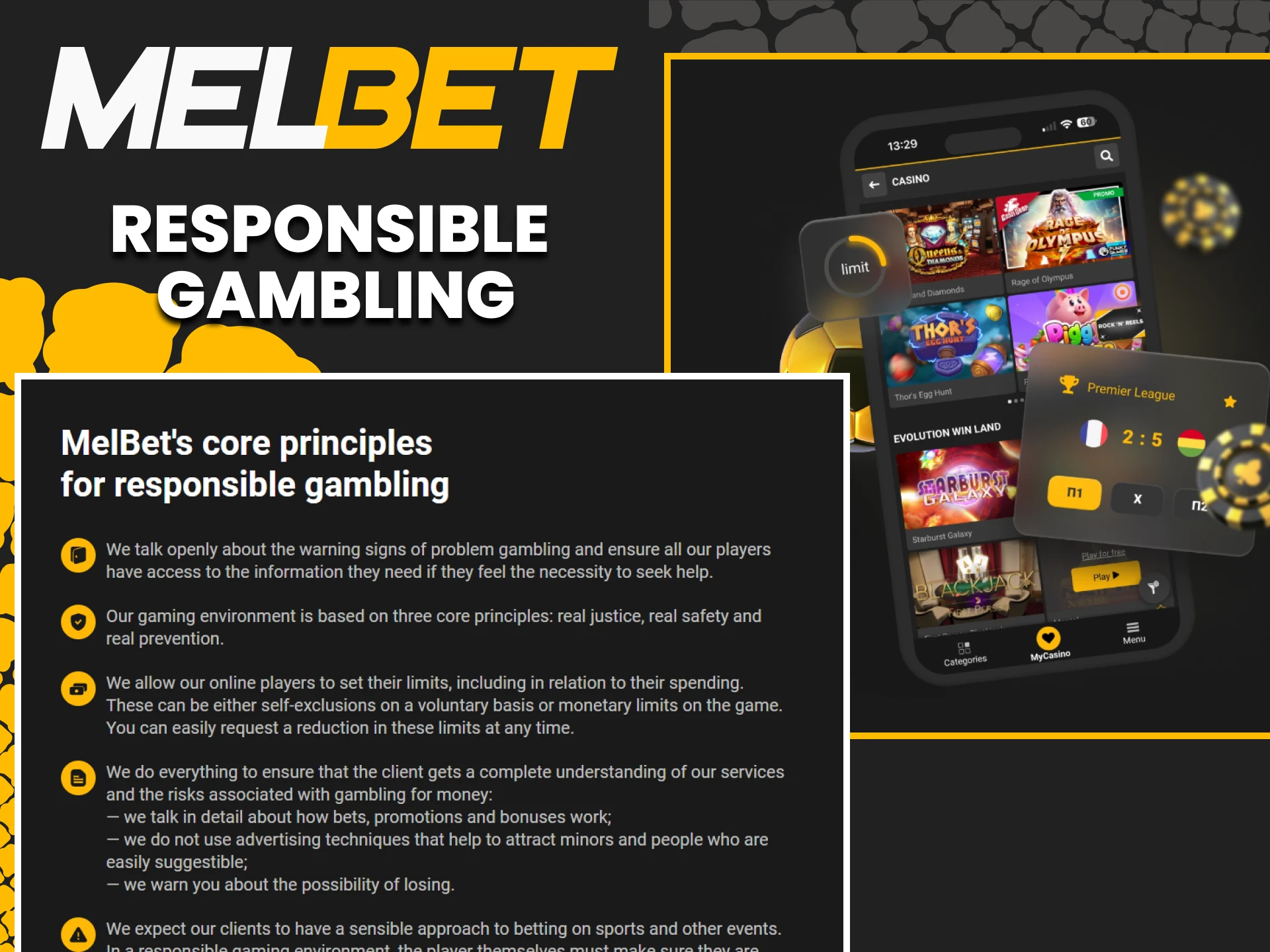 Approach games and bets on Melbet responsibly.