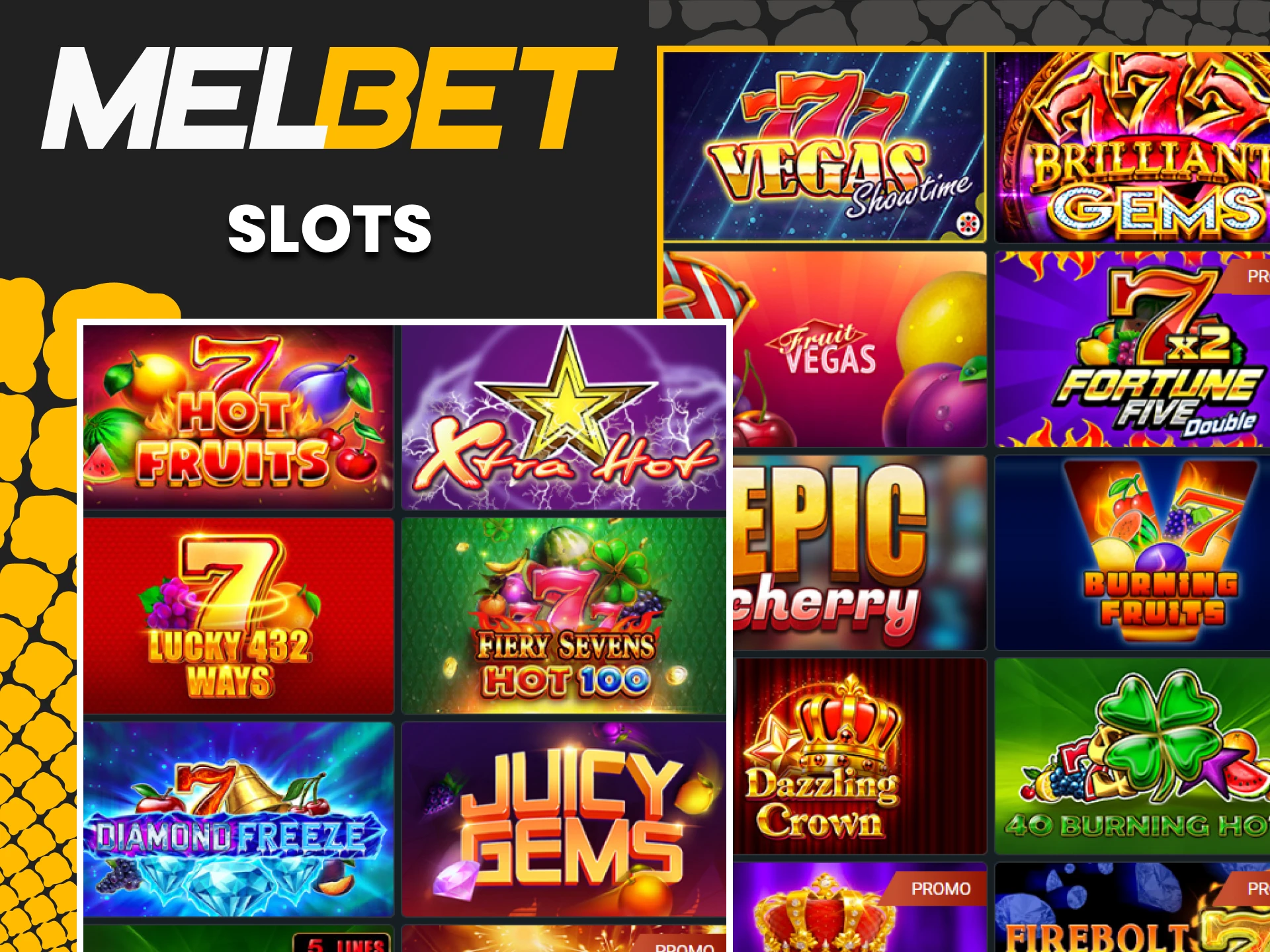 Go to the slots section of Melbet casino.