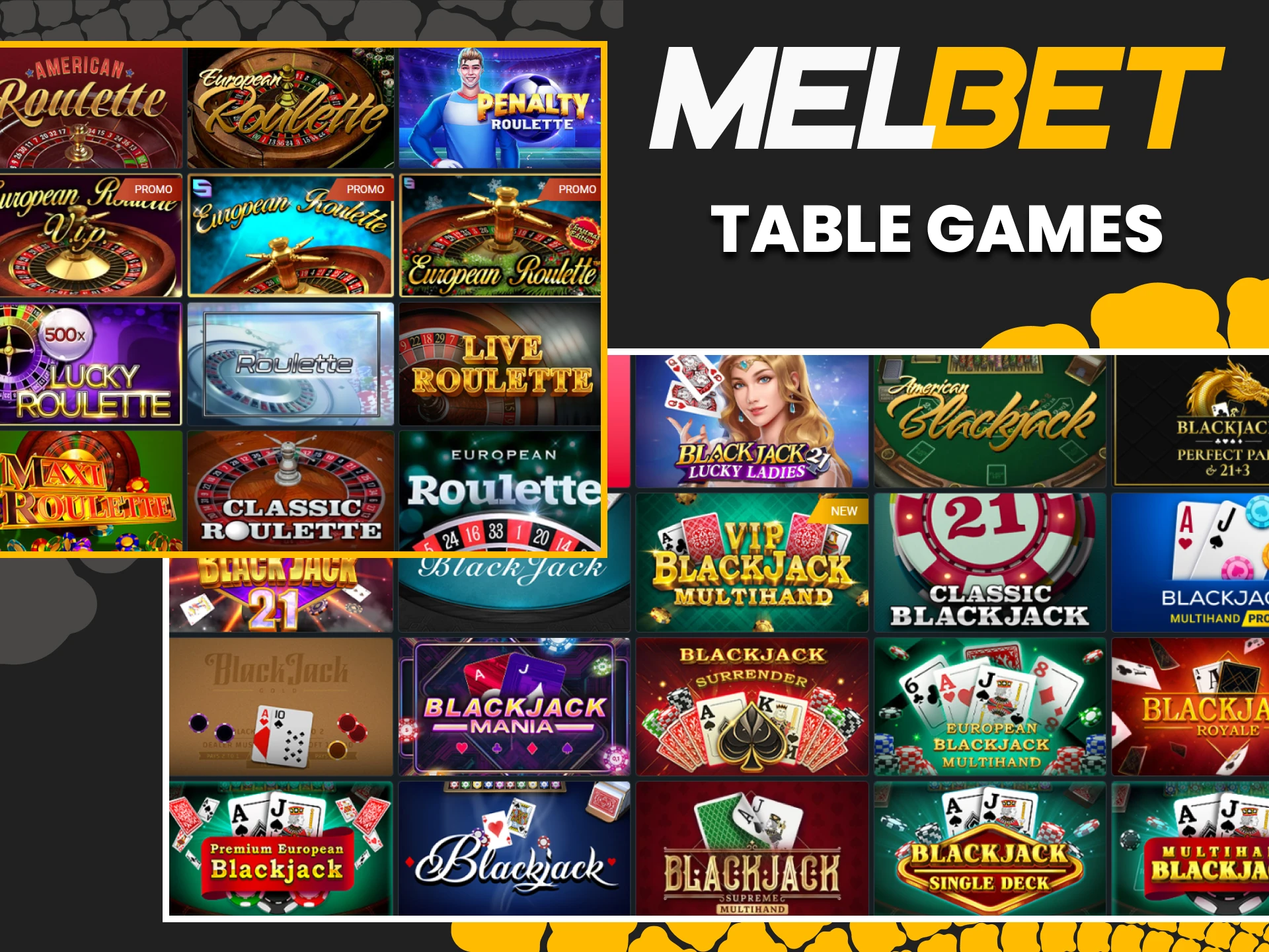 Go to the table games section of Melbet casino.