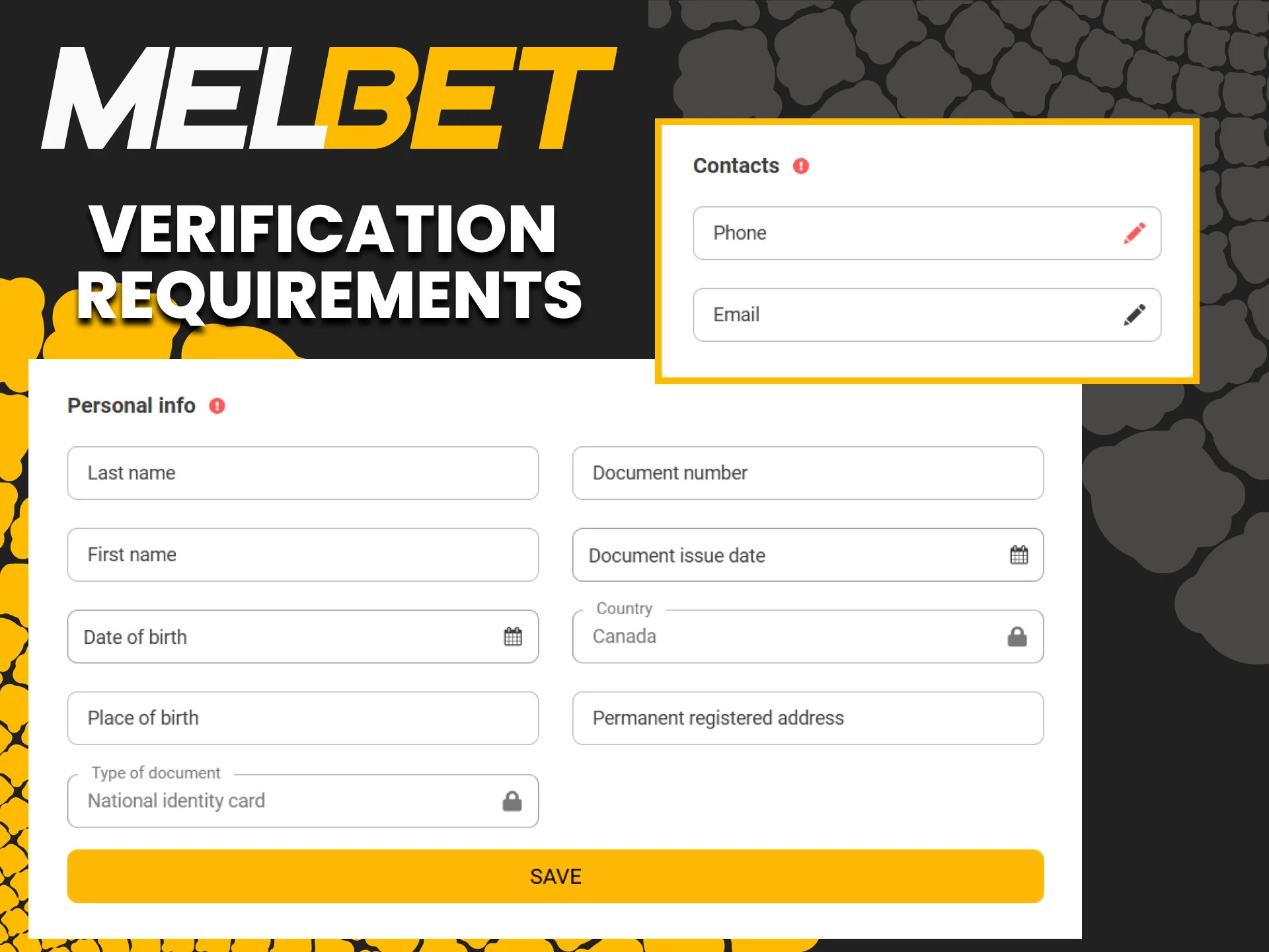 Fill in all the data for the Melbet website.