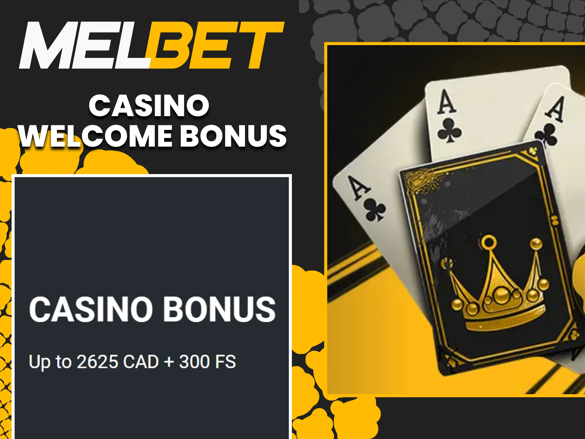 Melbet gives a bonus after registration for casino games.