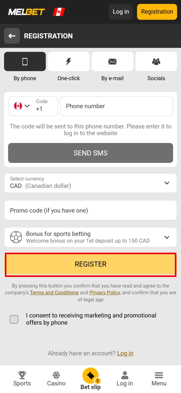 Complete your registration at Melbet.