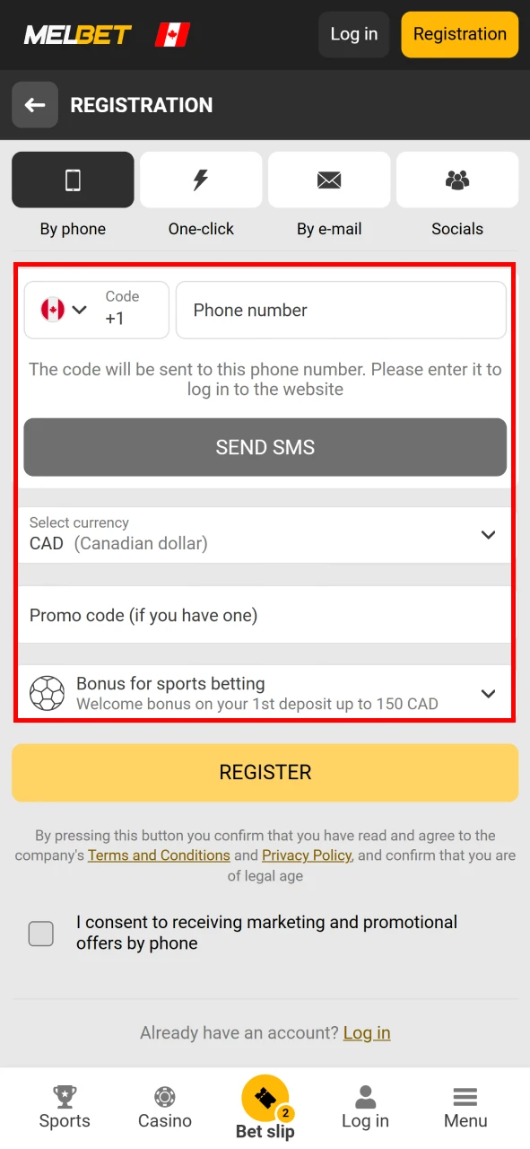Fill in the details in the Melbet registration window.