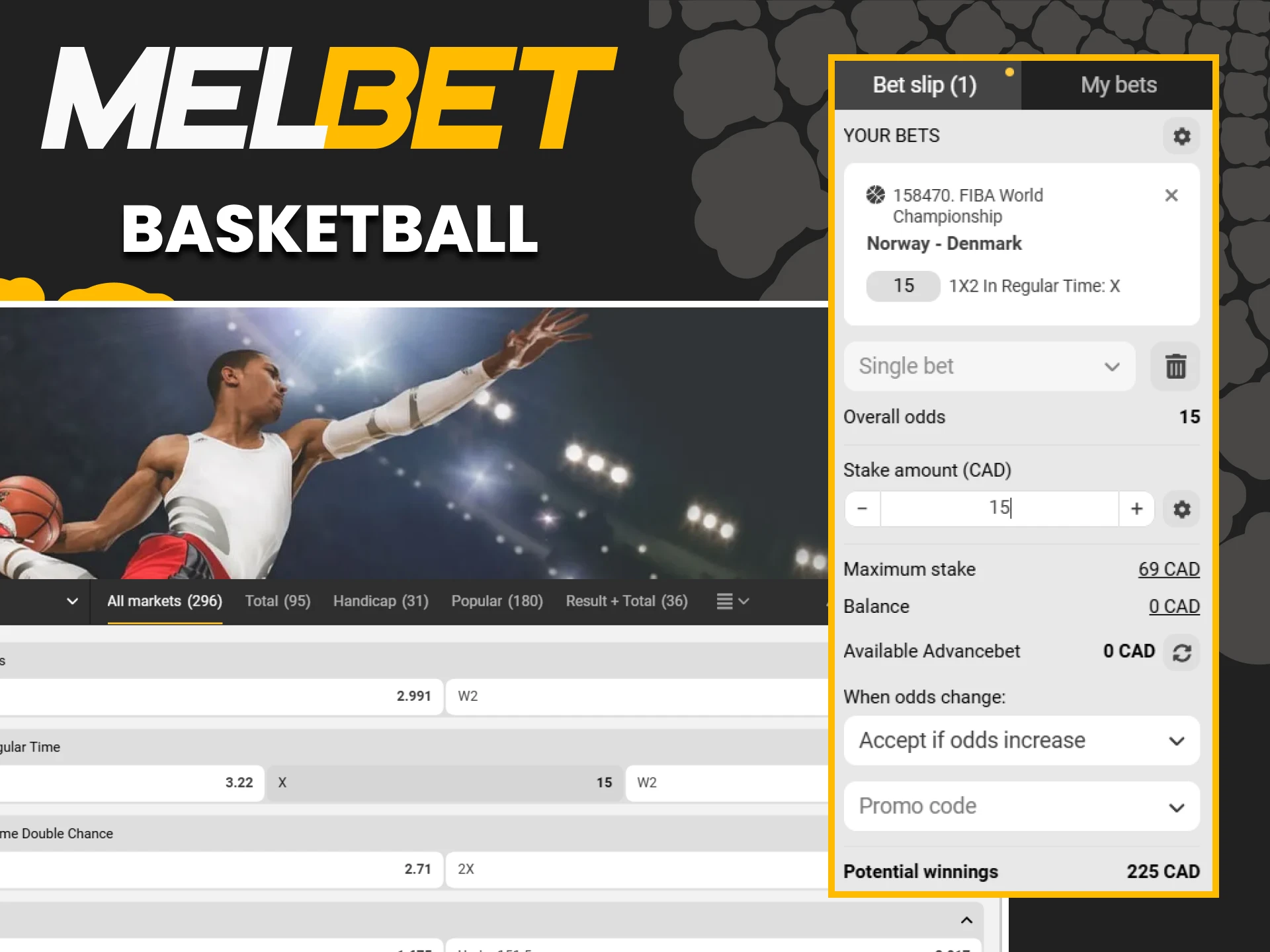 Choose basketball for betting on Melbet.