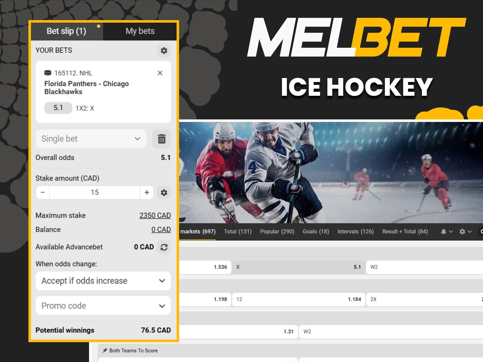 Hockey will be the best choice for betting on Melbet.