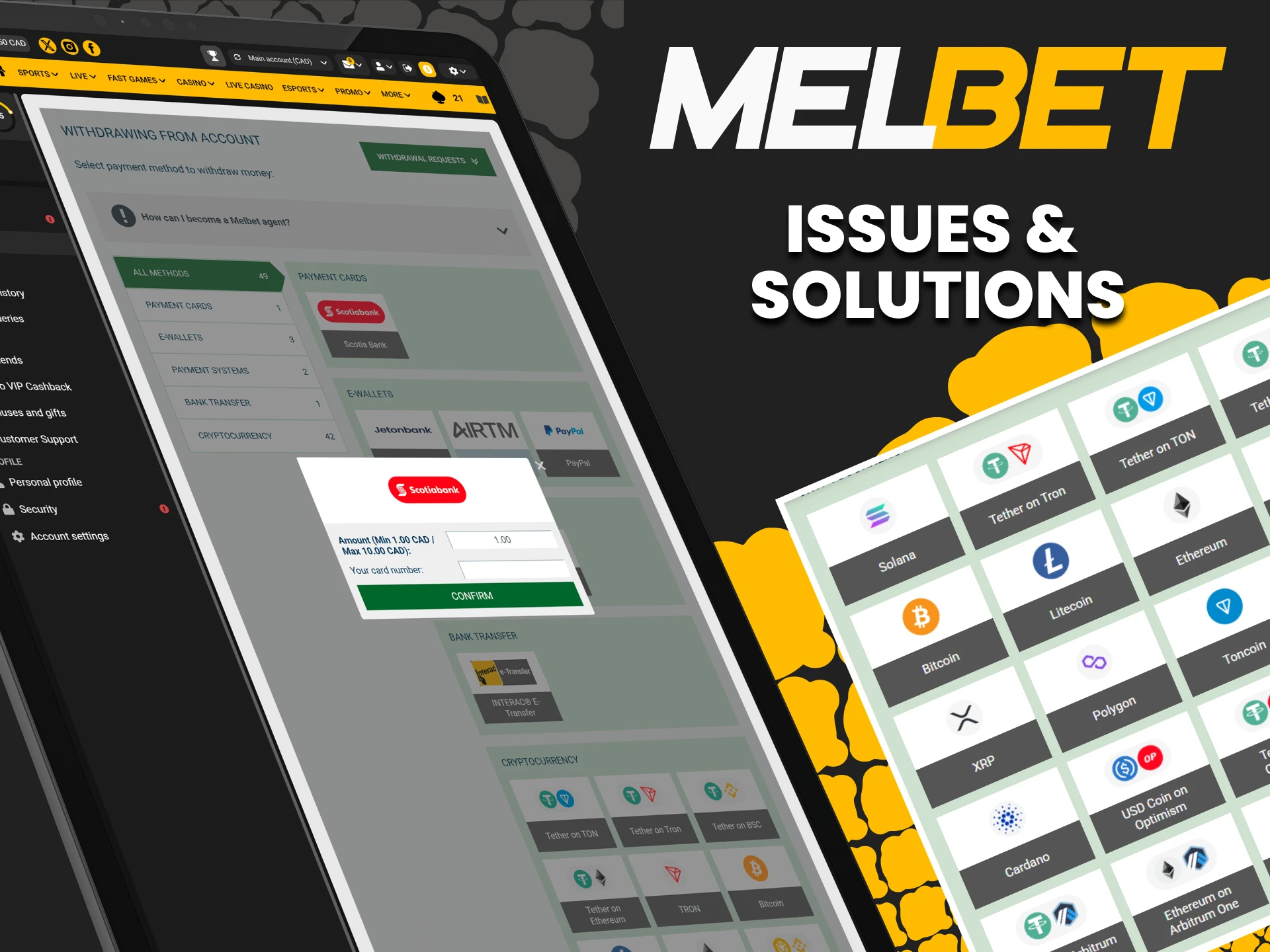 Explore possible problems and their solutions for withdrawing funds to Melbet.