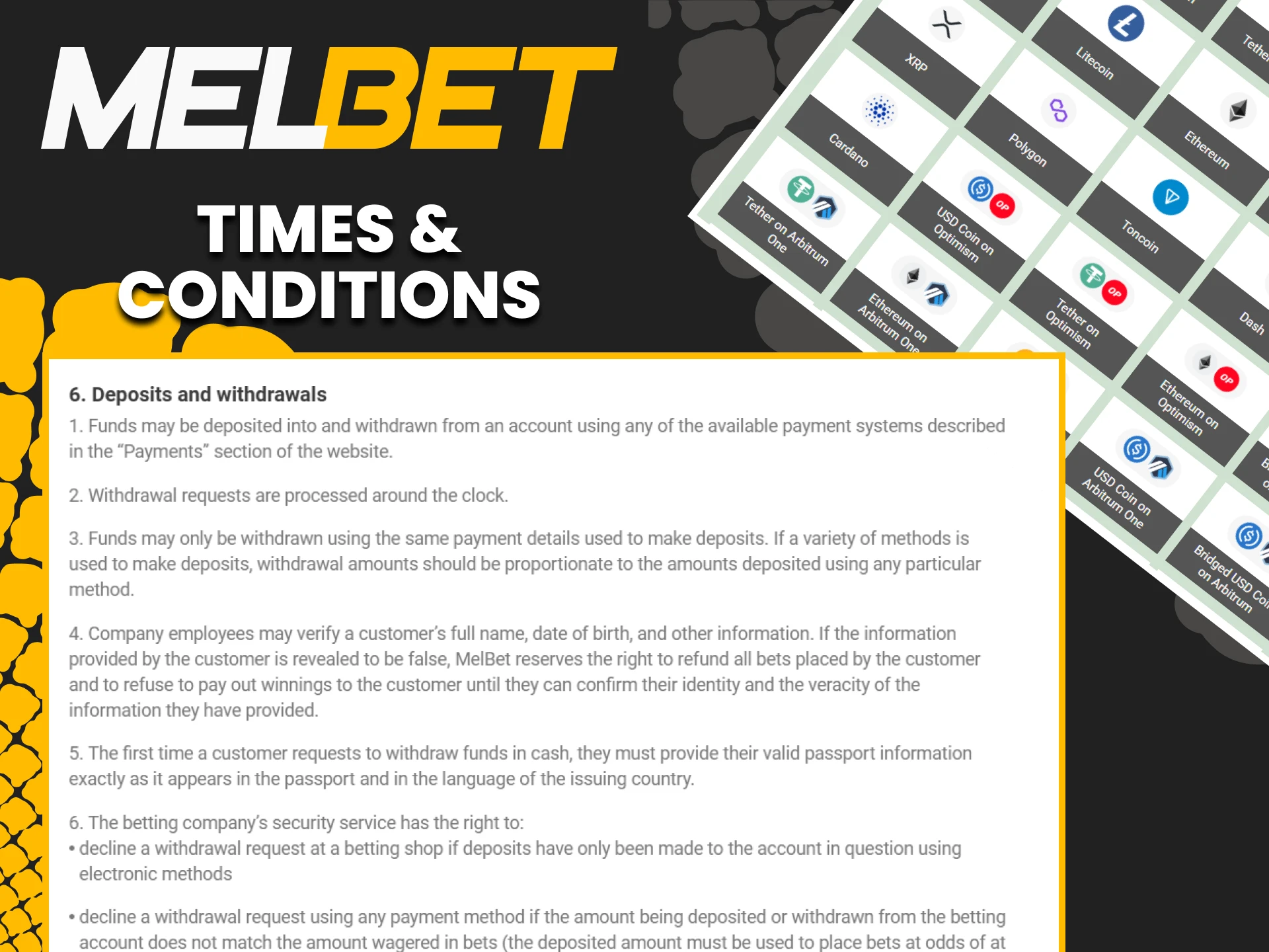Study the conditions for withdrawing funds to Melbet.